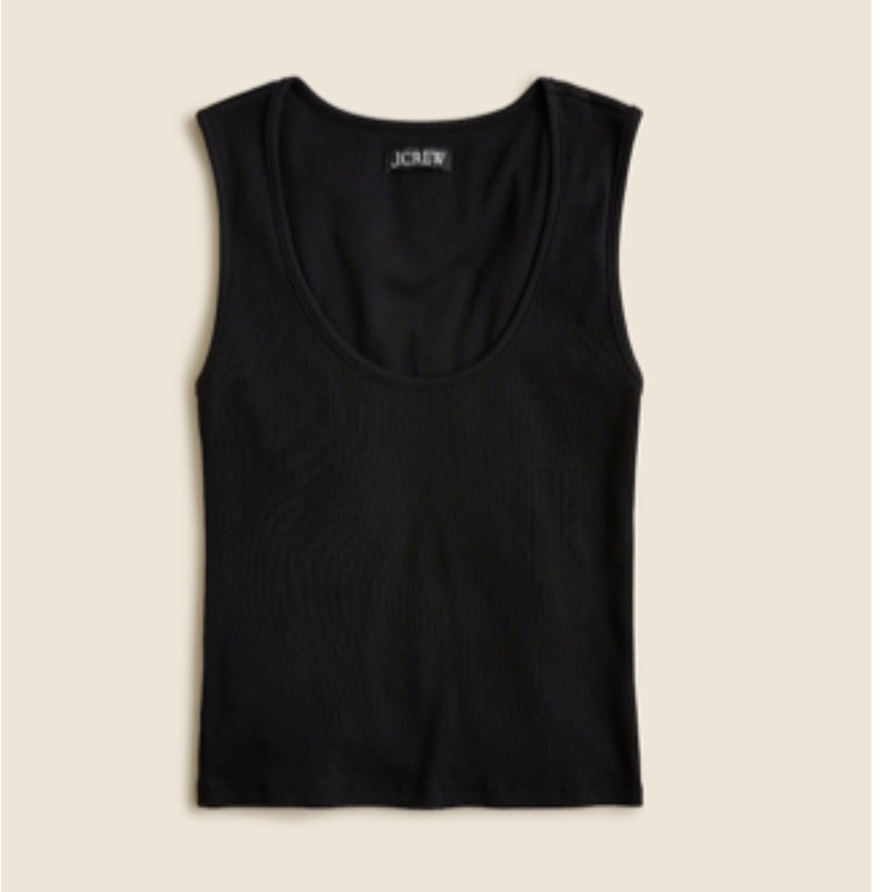 J. Crew cropped fine rib scoop neck tank in black